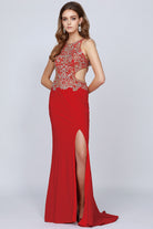 Jewel-Embellished Cut-Out Back Dress-smcdress