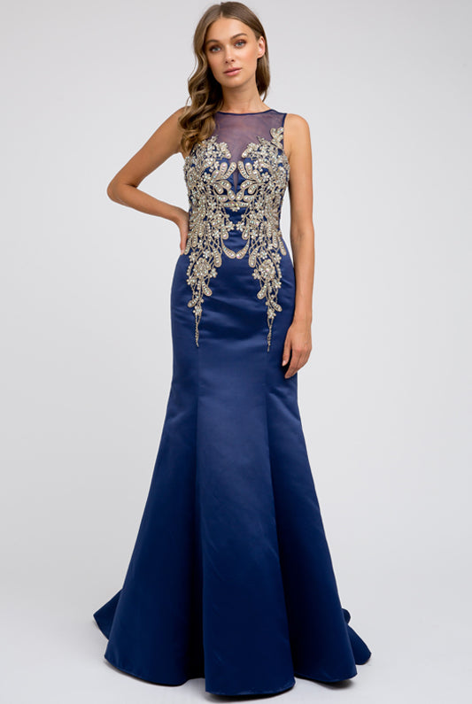 Beaded Satin Mermaid Prom Dress-smcdress