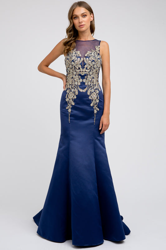 Beaded Satin Mermaid Prom Dress-smcdress