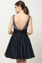 Embellished Top Flare Skirt Short Dress for Cocktail & Homecoming-smcdress