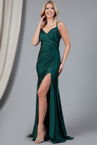 Satin Mermaid Long Evening & Bridesmaid Dress with Double Spaghetti Straps-smcdress