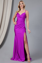 Satin Mermaid Long Evening & Bridesmaid Dress with Double Spaghetti Straps-smcdress