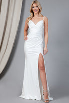 Satin Mermaid Long Evening & Bridesmaid Dress with Double Spaghetti Straps-smcdress