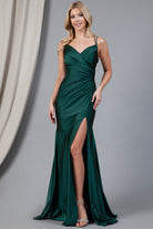 Satin Mermaid Long Evening & Bridesmaid Dress with Double Spaghetti Straps-smcdress