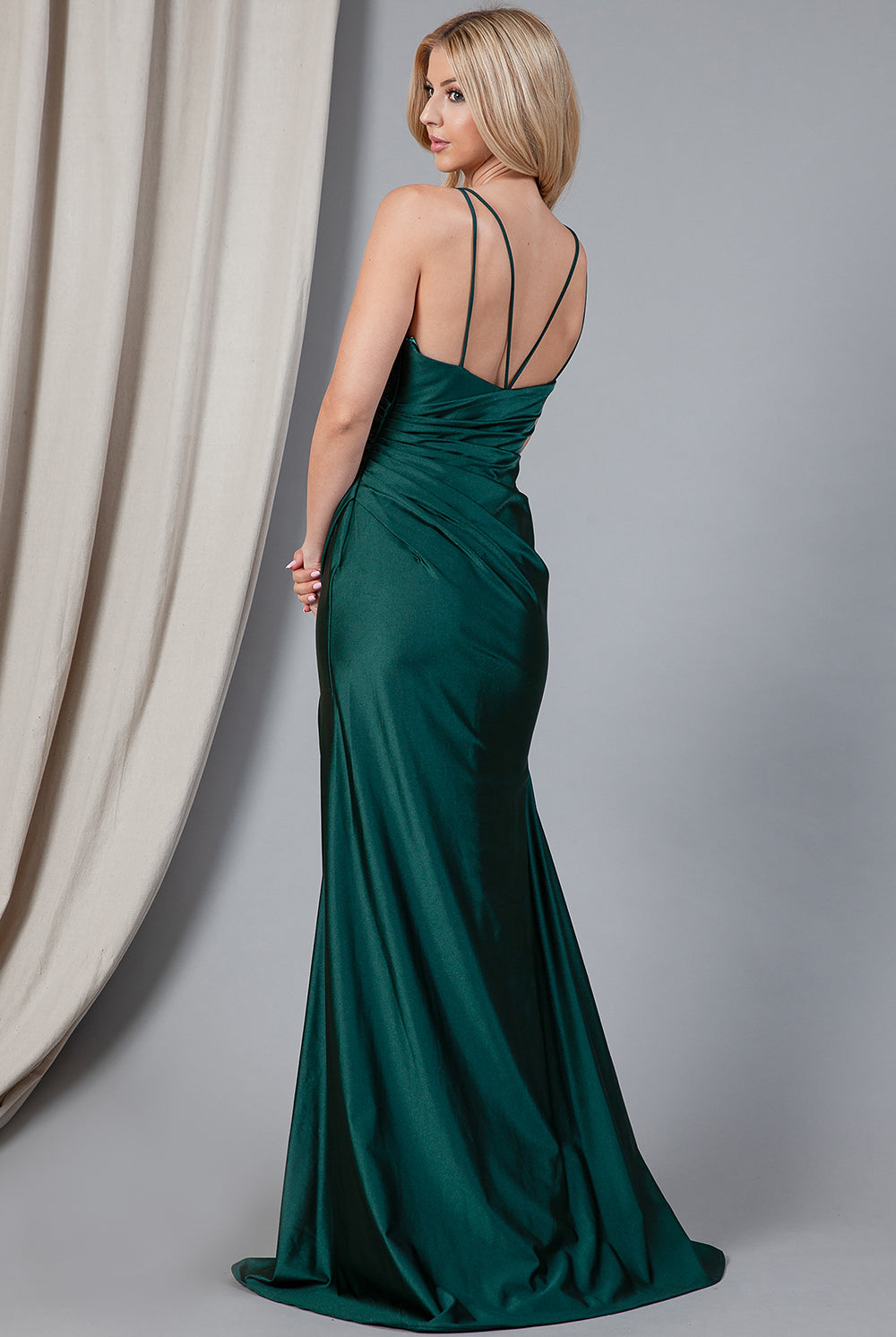 Satin Mermaid Long Evening & Bridesmaid Dress with Double Spaghetti Straps-smcdress