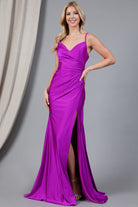 Satin Mermaid Long Evening & Bridesmaid Dress with Double Spaghetti Straps-smcdress