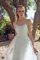 Tulle Prom Dress w/ Floral Applique-smcdress