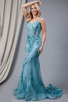 Sequins Mermaid Prom Dress w/ Spaghetti Straps-smcdress