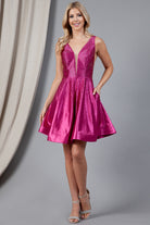 Illusion Satin Cocktail Dress-smcdress