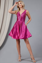 Illusion Satin Cocktail Dress-smcdress