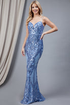 Illusion V-Neck Sequin Prom Dress-smcdress