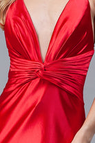 Satin Long Prom Dress with Open Criss Cross Back-smcdress