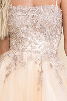 Embroidered Bodice Slit Long Prom Dress-smcdress
