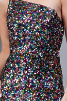 Embroidered Sequin Prom Dress, Long w/One Shoulder Back Detail-smcdress