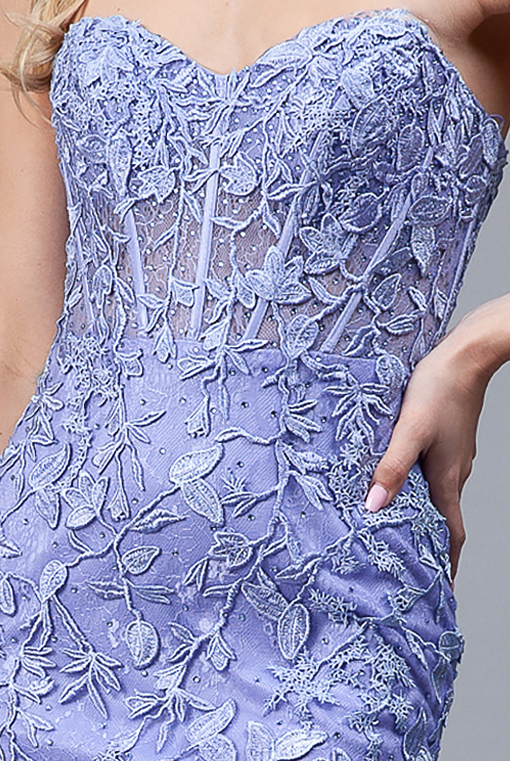 Embroidered Lace Long Prom Dress, Mermaid Strapless-smcdress