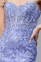 Embroidered Lace Long Prom Dress, Mermaid Strapless-smcdress