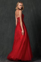 Floral applique tulle prom ball gown-smcdress