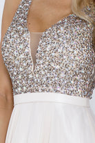 Embroidered Bodice A-Line Long Mother Of The Bride Dress-smcdress