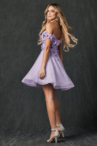 Floral embroidered and glitter mesh short dress-smcdress