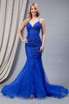 Mermaid Tulle Skirt Lace Prom Dress-smcdress