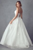 Floral applique tulle prom ball gown-smcdress