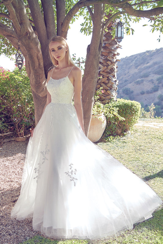 Floral applique tulle prom ball gown-smcdress