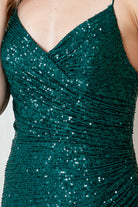 Sequin Spaghetti Strap Prom Dress w/Zipper Back-smcdress