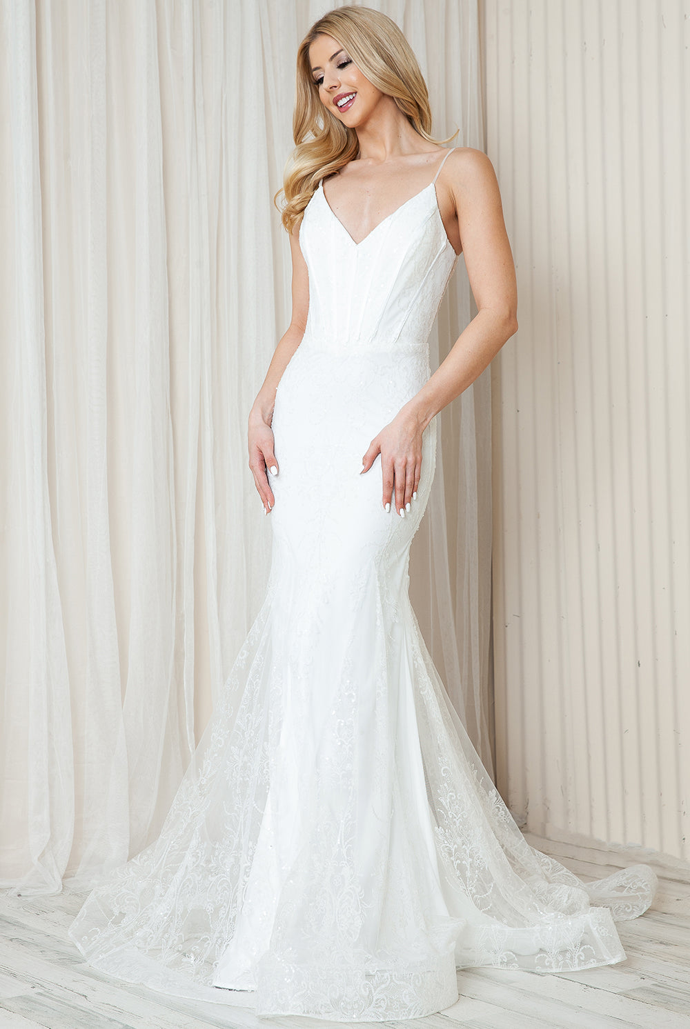Sequins Mermaid Prom Dress w/ Spaghetti Straps-smcdress
