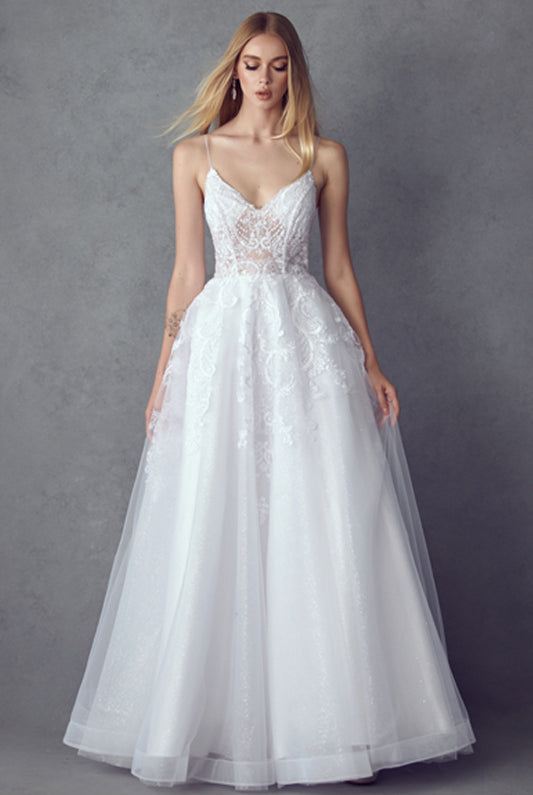 Embroidered Long Dress w/ Open Back Bodice-smcdress