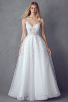 Embroidered Long Dress w/ Open Back Bodice-smcdress
