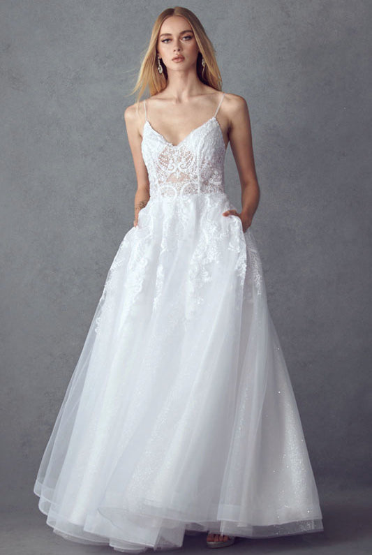 Embroidered Long Dress w/ Open Back Bodice-smcdress