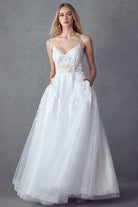 Embroidered Long Dress w/ Open Back Bodice-smcdress