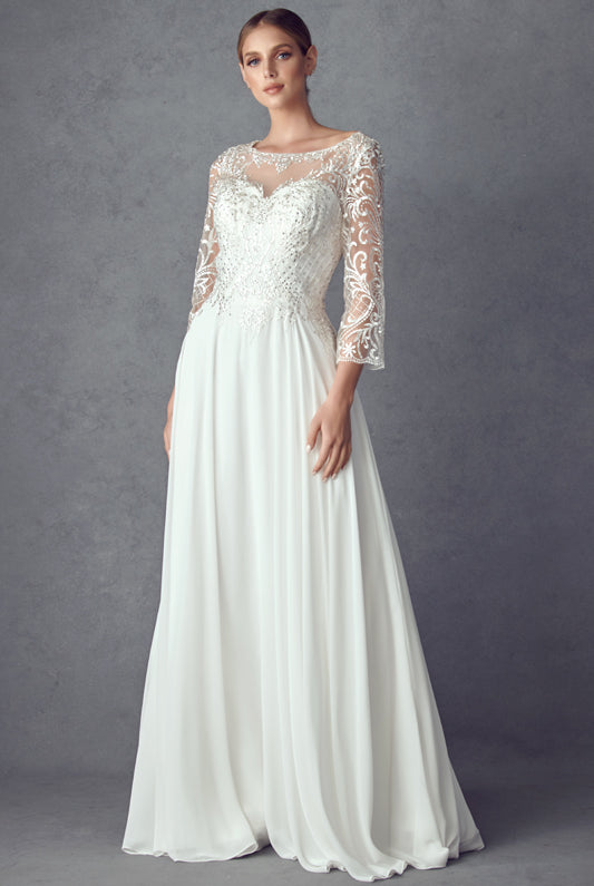 Illusion Sweetheart Embroidered Lace Beaded Bodice Long Wedding Dress-smcdress