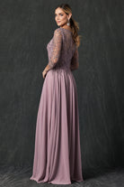 Embroidered Lace Beaded Long Mother Of The Bride Dress-smcdress