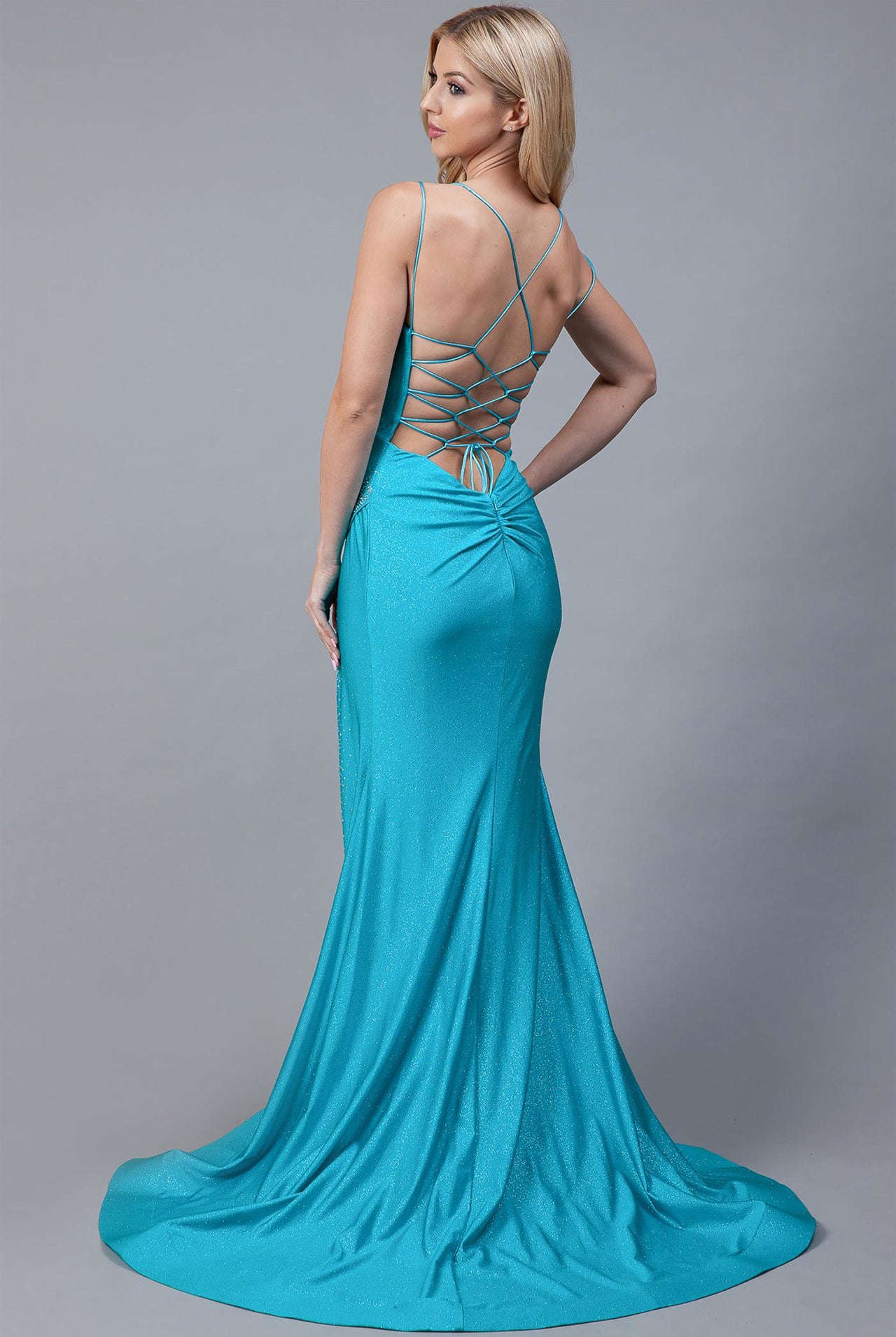 Mermaid Prom Dress, Cowl Neck, Double Straps, Side Slit-smcdress