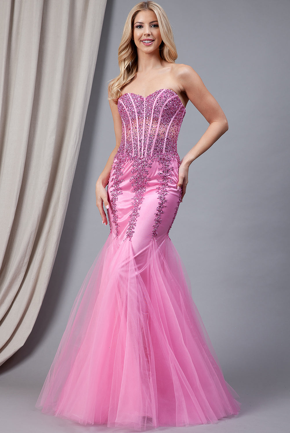 Strapless Sweetheart Embroidered Mermaid Wedding & Evening Dress-smcdress