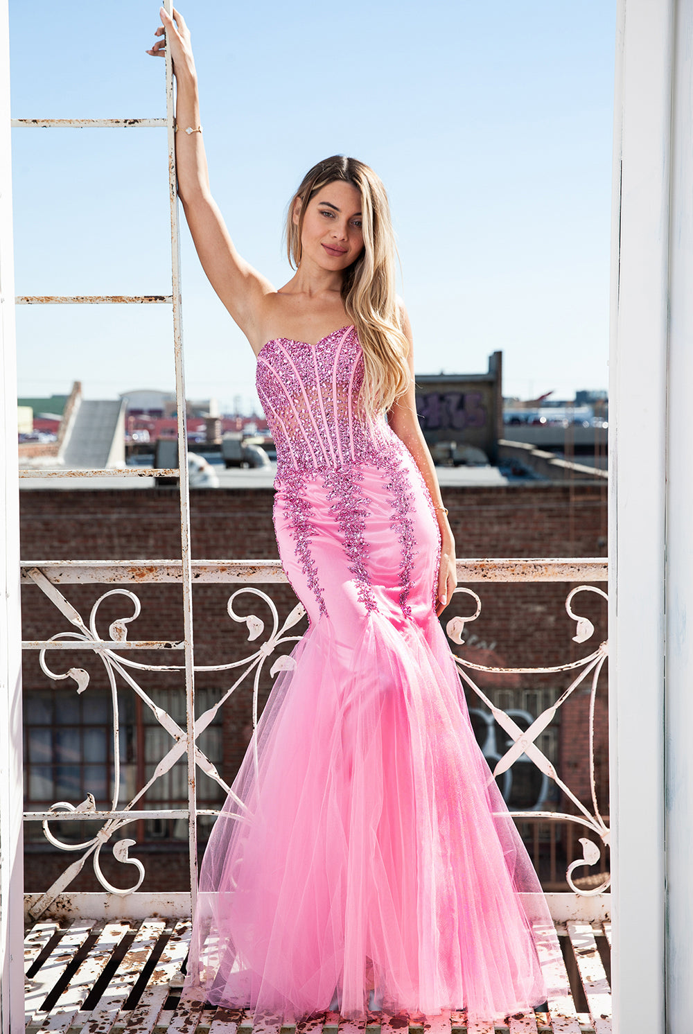 Strapless Sweetheart Embroidered Mermaid Wedding & Evening Dress-smcdress