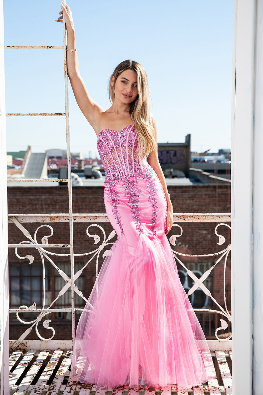 Strapless Sweetheart Embroidered Mermaid Wedding & Evening Dress-smcdress