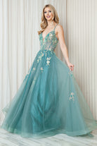Tulle Skirt Lace High Slit Long Prom Dress-smcdress