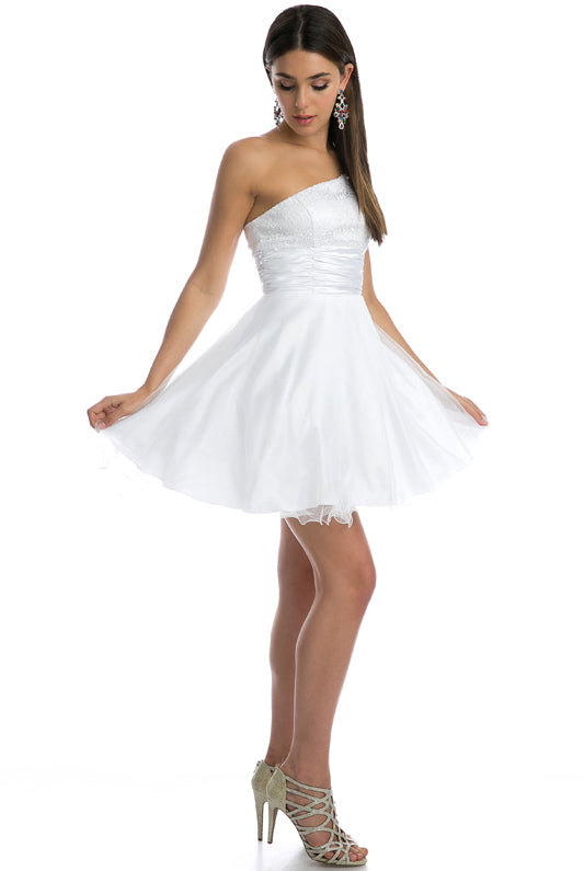 Satin one-shoulder sequin cocktail/homecoming dress-smcdress