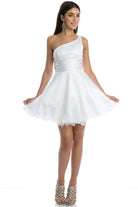 Satin one-shoulder sequin cocktail/homecoming dress-smcdress