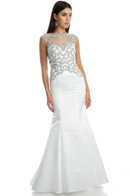 Beaded Mermaid Wedding Dress w/ Open Back-smcdress