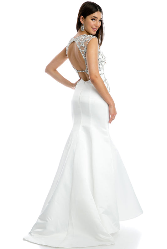 Beaded Mermaid Wedding Dress w/ Open Back-smcdress