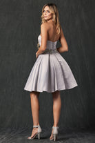 Short Cocktail & Homecoming Dress with Beaded Applique & Pockets-smcdress