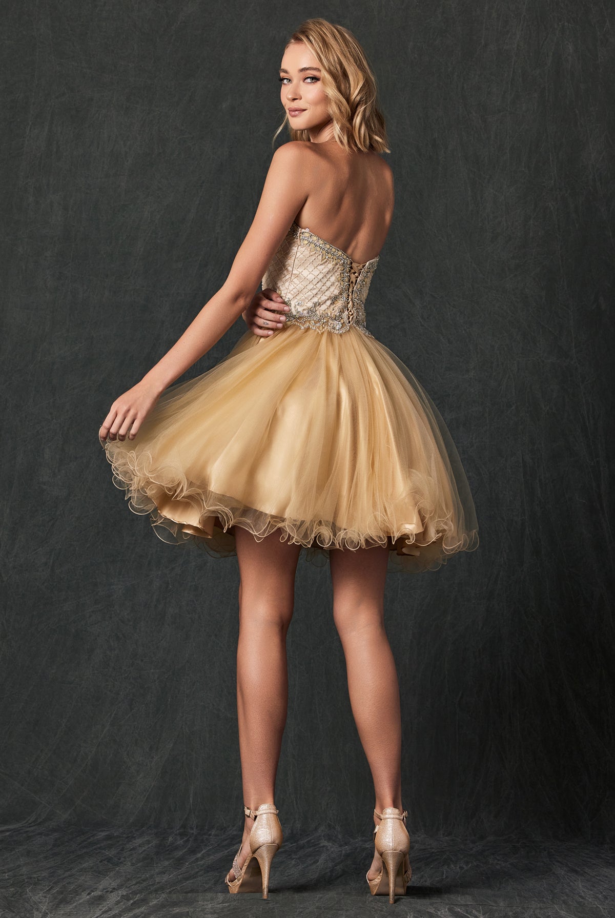 Beaded Short Cocktail & Homecoming Dress - Sweetheart Top-smcdress