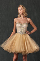 Beaded Short Cocktail & Homecoming Dress - Sweetheart Top-smcdress
