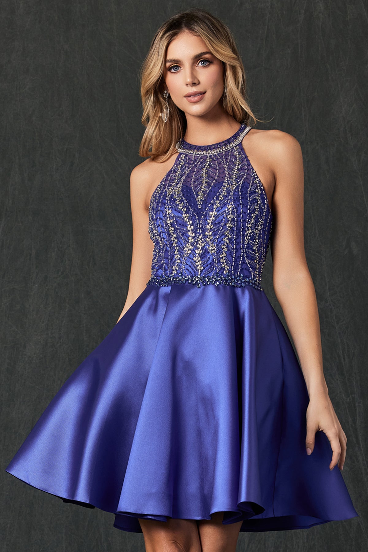 Embellished High Neck Dress-smcdress