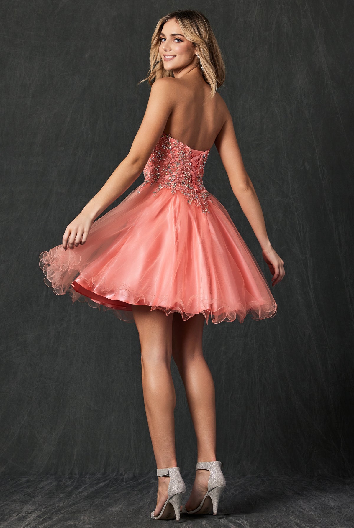 Embroidered Sweetheart Top Short Dress-smcdress