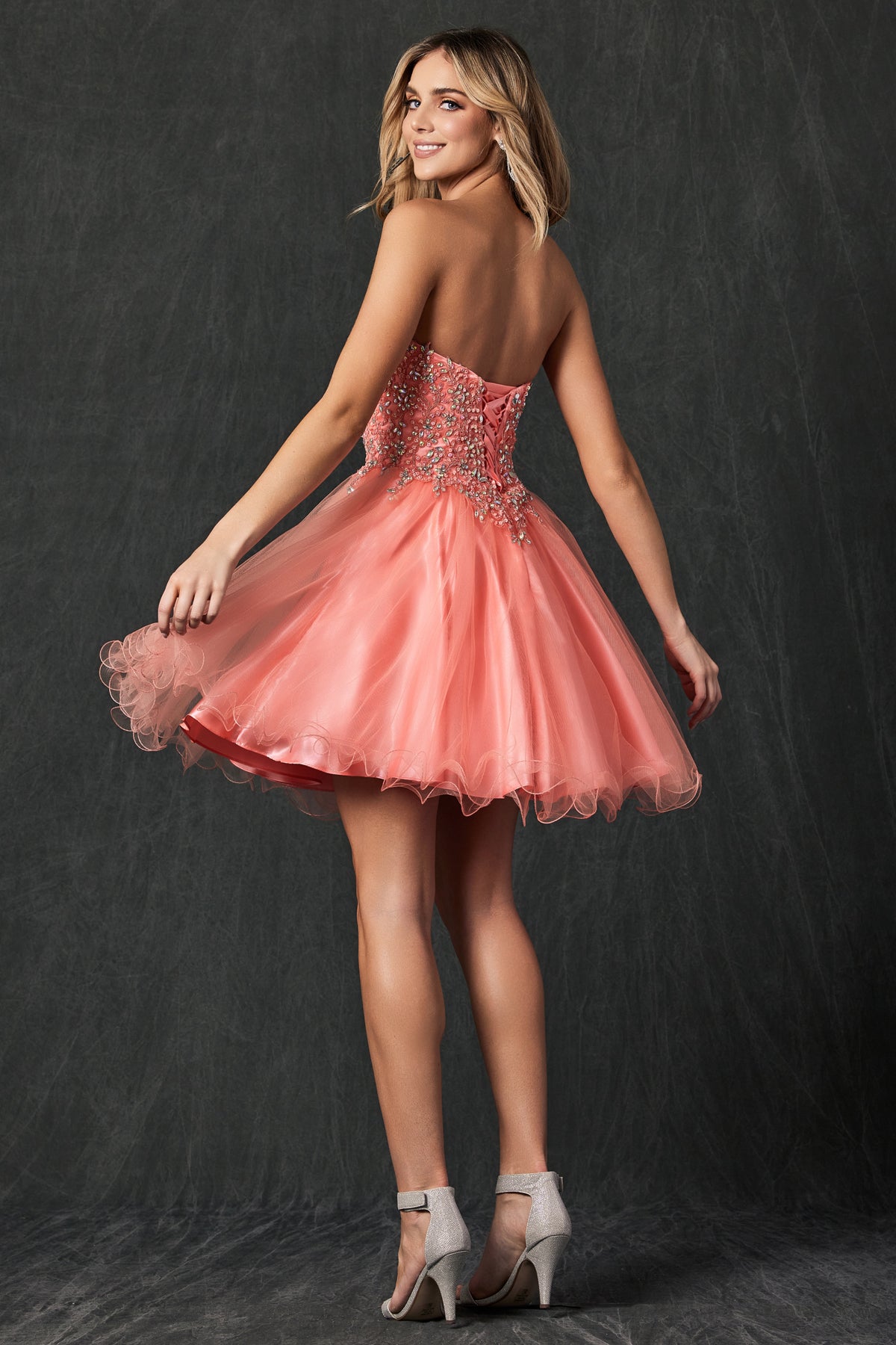 Embroidered Sweetheart Top Short Dress-smcdress