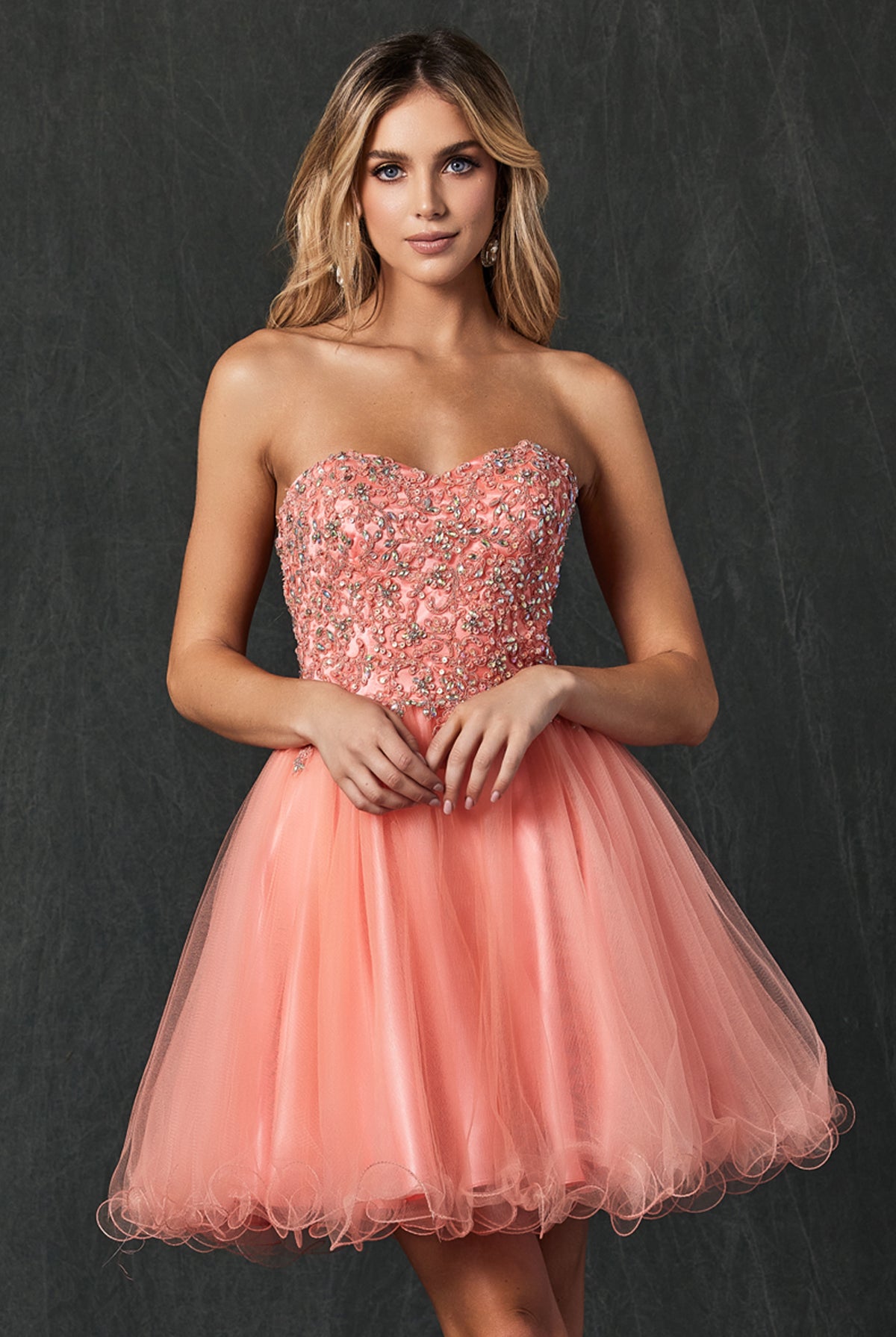 Embroidered Sweetheart Top Short Dress-smcdress